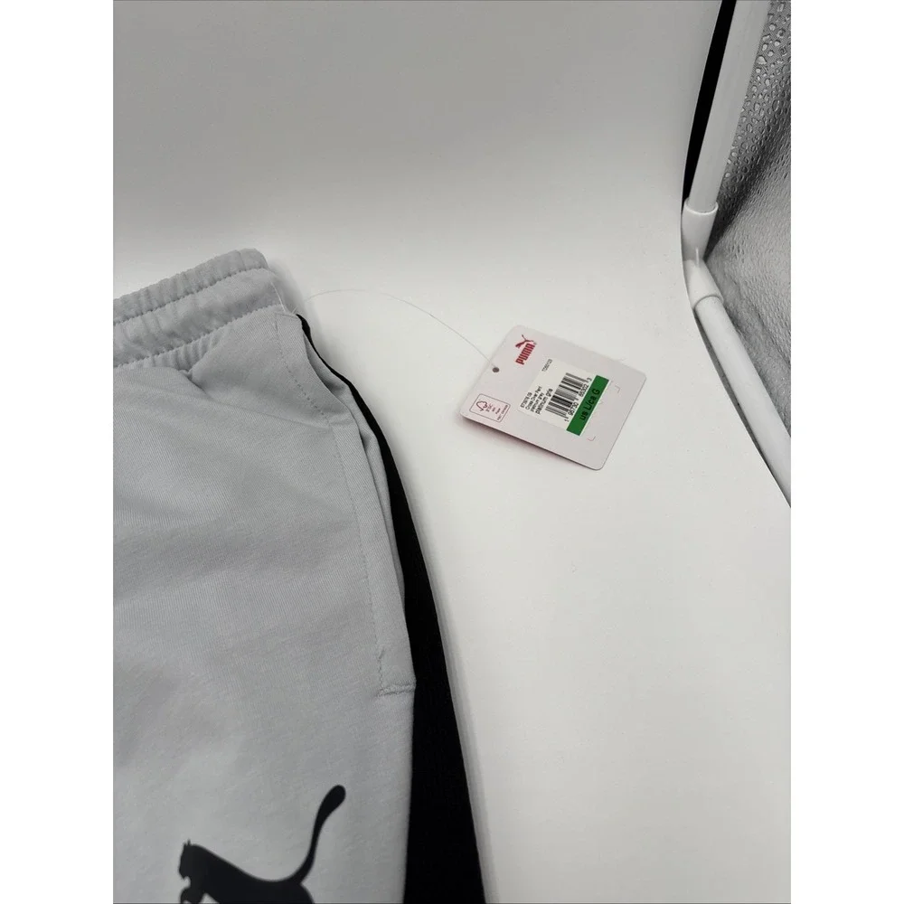 PUMA Stretchlite Size Large Platinum Gray with Black Side Logo Men's Sweat Pants